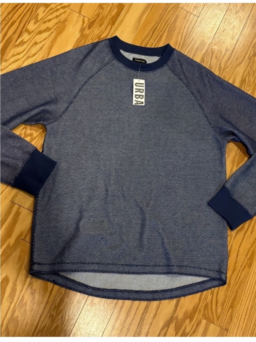 Urban Outfitters NEW Standard Cloth Long Sleeve Pullover Shirt Blue White Mens L